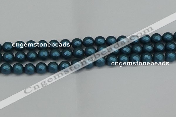 CSB1982 15.5 inches 8mm faceted round matte shell pearl beads