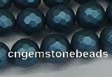 CSB1983 15.5 inches 10mm faceted round matte shell pearl beads