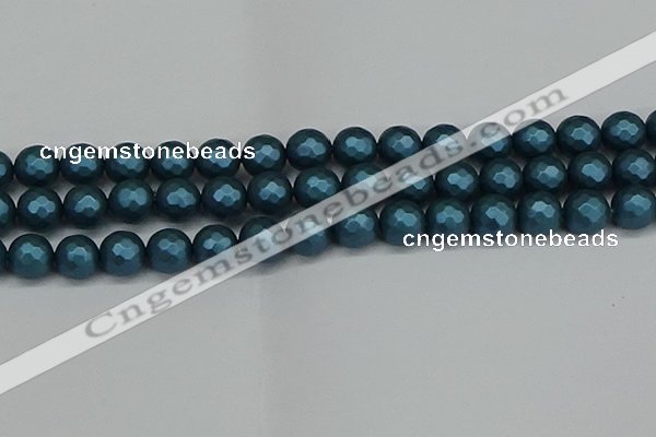 CSB1983 15.5 inches 10mm faceted round matte shell pearl beads