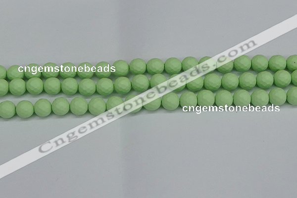 CSB1992 15.5 inches 8mm faceted round matte shell pearl beads