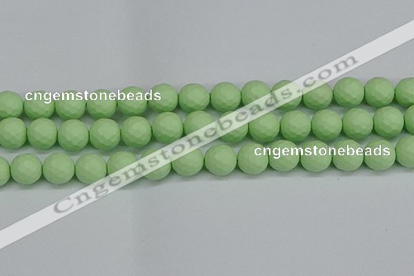 CSB1995 15.5 inches 14mm faceted round matte shell pearl beads