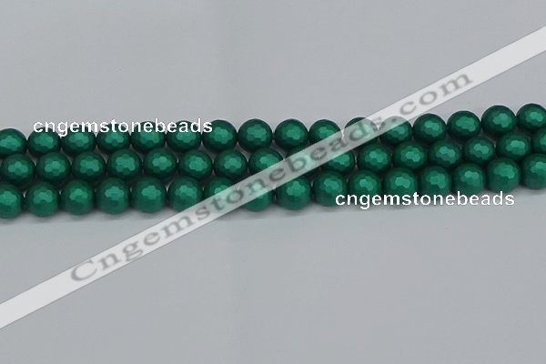 CSB2002 15.5 inches 8mm faceted round matte shell pearl beads