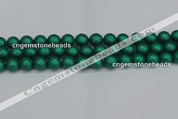 CSB2004 15.5 inches 12mm faceted round matte shell pearl beads