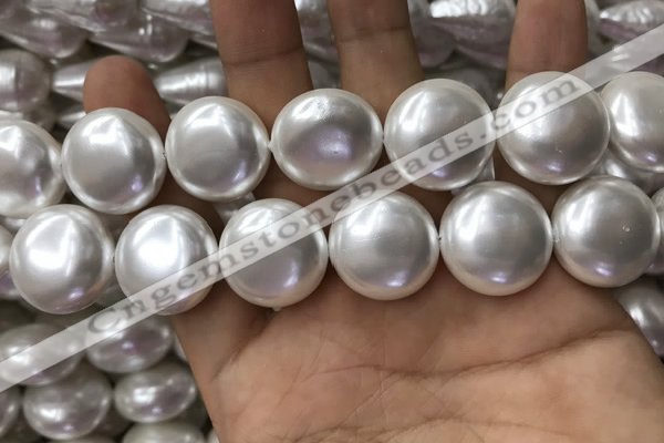 CSB2130 15.5 inches 20mm flat round shell pearl beads wholesale