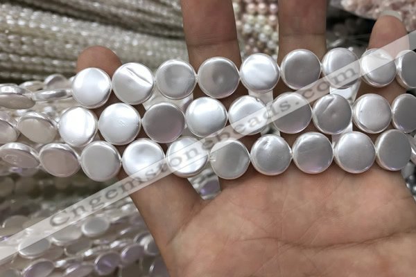 CSB2136 15.5 inches 10mm coin shell pearl beads wholesale