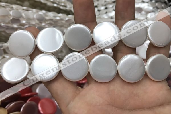 CSB2143 15.5 inches 25mm coin shell pearl beads wholesale