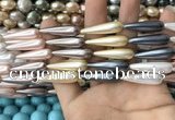 CSB2150 15.5 inches 8*30mm teardrop mixed shell pearl beads