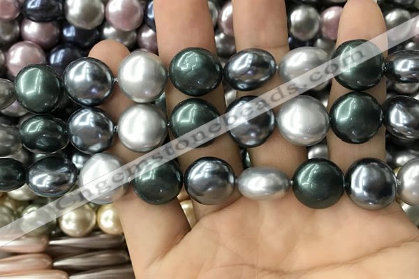 CSB2154 15.5 inches 16mm flat round mixed shell pearl beads