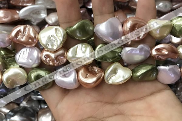 CSB2177 15.5 inches 16*16mm - 20*22mm baroque mixed shell pearl beads