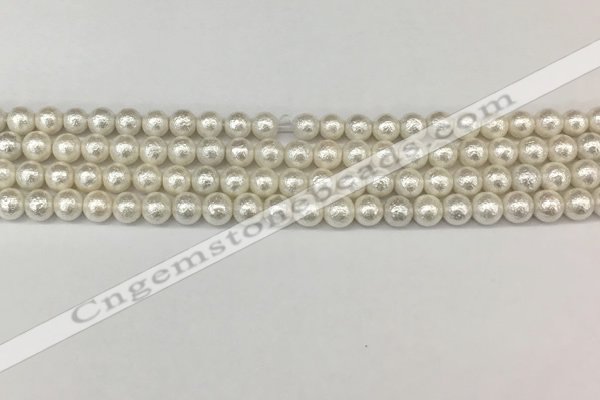 CSB2200 15.5 inches 4mm round wrinkled shell pearl beads wholesale