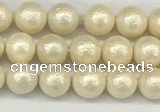 CSB2210 15.5 inches 4mm round wrinkled shell pearl beads wholesale