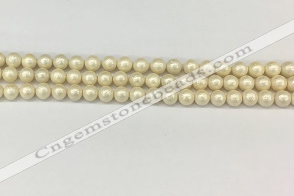 CSB2210 15.5 inches 4mm round wrinkled shell pearl beads wholesale