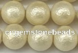 CSB2213 15.5 inches 10mm round wrinkled shell pearl beads wholesale