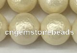 CSB2215 15.5 inches 14mm round wrinkled shell pearl beads wholesale