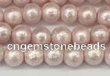 CSB2230 15.5 inches 4mm round wrinkled shell pearl beads wholesale