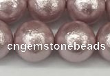 CSB2245 15.5 inches 14mm round wrinkled shell pearl beads wholesale