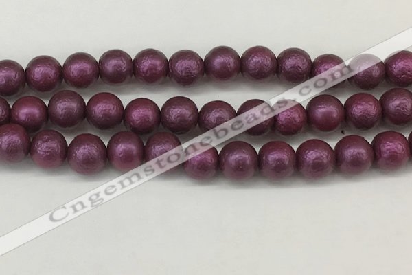 CSB2255 15.5 inches 14mm round wrinkled shell pearl beads wholesale