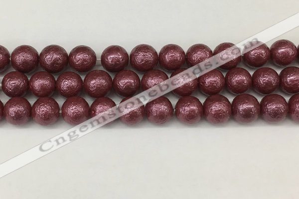 CSB2264 15.5 inches 12mm round wrinkled shell pearl beads wholesale