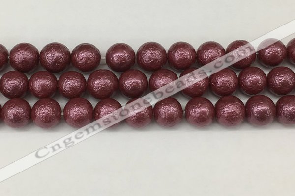 CSB2265 15.5 inches 14mm round wrinkled shell pearl beads wholesale