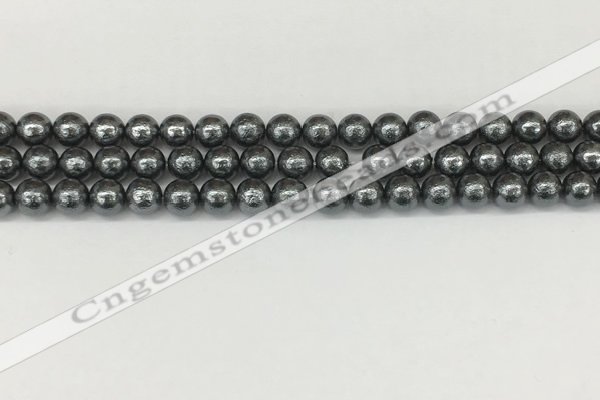 CSB2290 15.5 inches 4mm round wrinkled shell pearl beads wholesale