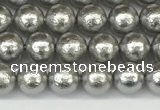 CSB2300 15.5 inches 4mm round wrinkled shell pearl beads wholesale