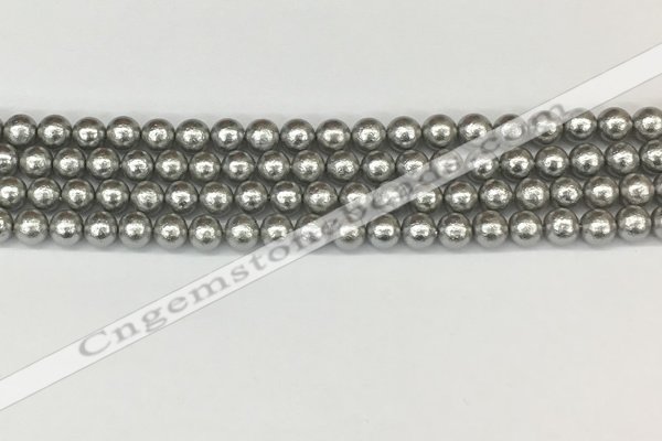 CSB2300 15.5 inches 4mm round wrinkled shell pearl beads wholesale