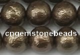 CSB2313 15.5 inches 10mm round wrinkled shell pearl beads wholesale