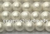 CSB2360 15.5 inches 4mm round matte wrinkled shell pearl beads