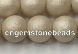 CSB2373 15.5 inches 10mm round matte wrinkled shell pearl beads