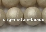 CSB2375 15.5 inches 14mm round matte wrinkled shell pearl beads