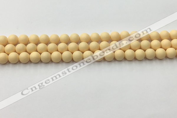 CSB2380 15.5 inches 4mm round matte wrinkled shell pearl beads