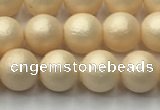 CSB2390 15.5 inches 4mm round matte wrinkled shell pearl beads