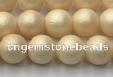 CSB2390 15.5 inches 4mm round matte wrinkled shell pearl beads