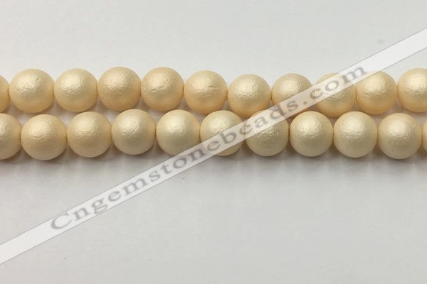 CSB2396 15.5 inches 16mm round matte wrinkled shell pearl beads