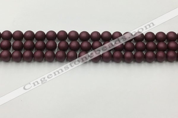 CSB2450 15.5 inches 4mm round matte wrinkled shell pearl beads