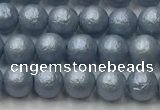 CSB2470 15.5 inches 4mm round matte wrinkled shell pearl beads