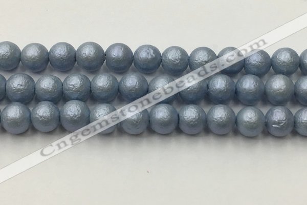 CSB2475 15.5 inches 14mm round matte wrinkled shell pearl beads