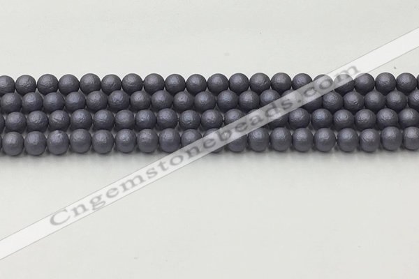 CSB2480 15.5 inches 4mm round matte wrinkled shell pearl beads