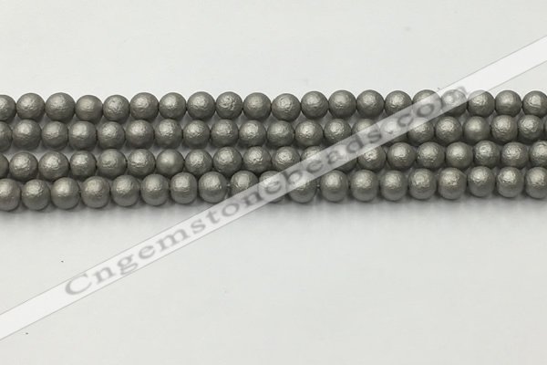 CSB2490 15.5 inches 4mm round matte wrinkled shell pearl beads