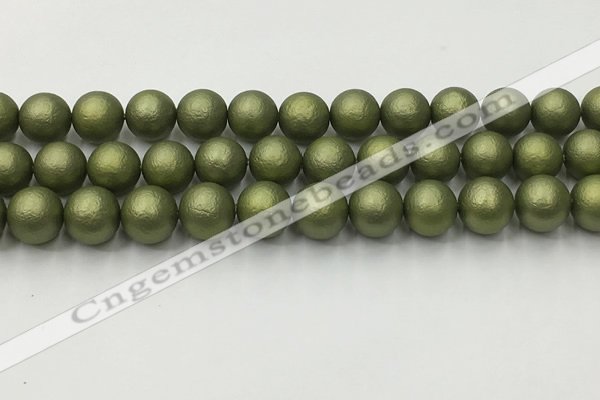 CSB2524 15.5 inches 12mm round matte wrinkled shell pearl beads