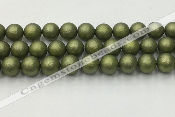 CSB2526 15.5 inches 16mm round matte wrinkled shell pearl beads