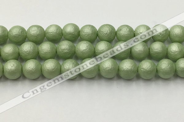 CSB2536 15.5 inches 16mm round matte wrinkled shell pearl beads