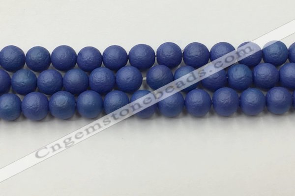 CSB2574 15.5 inches 12mm round matte wrinkled shell pearl beads