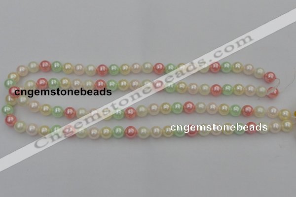 CSB305 15.5 inches 8mm round mixed color shell pearl beads