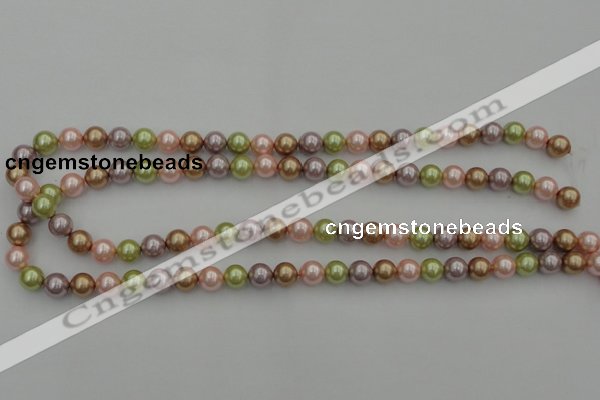 CSB306 15.5 inches 8mm round mixed color shell pearl beads