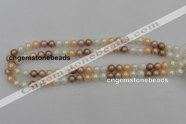 CSB308 15.5 inches 8mm round mixed color shell pearl beads