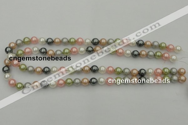 CSB310 15.5 inches 8mm round mixed color shell pearl beads