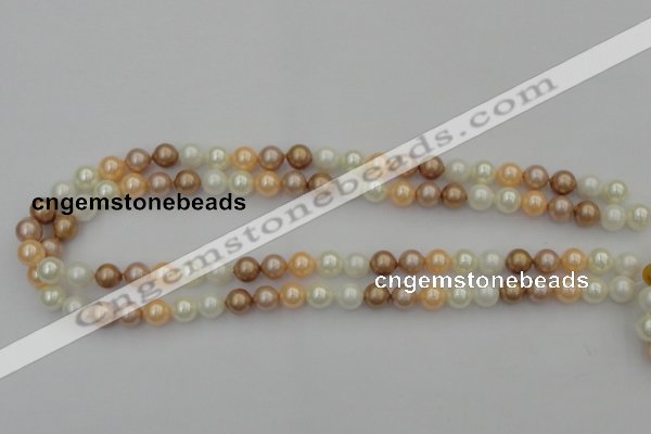 CSB311 15.5 inches 8mm round mixed color shell pearl beads