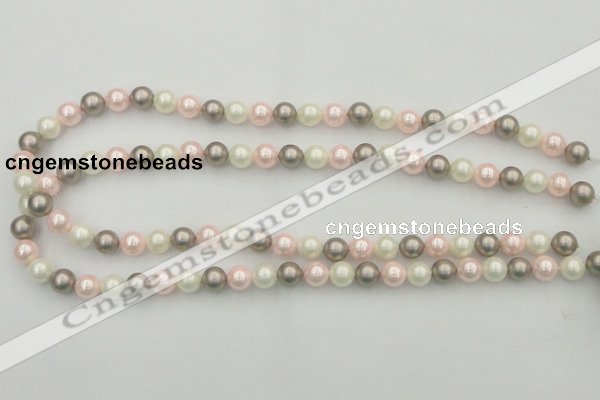 CSB313 15.5 inches 8mm round mixed color shell pearl beads