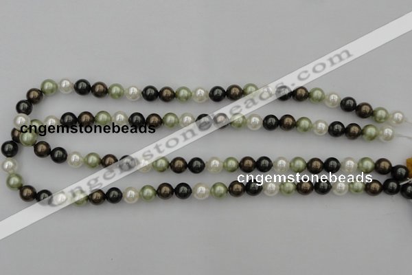 CSB314 15.5 inches 8mm round mixed color shell pearl beads